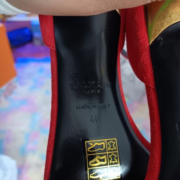 New in Box Balmain Uma Red Suede Leather Stiletto Ankle Strap sandals Heels size - Picture 3 of 7